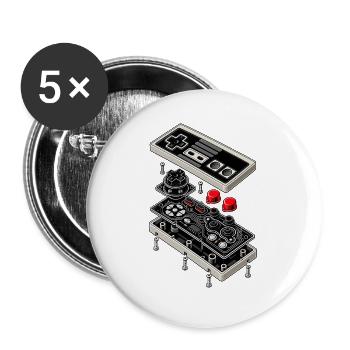 Gamer Retro Electronic Arcade Geek - Buttons groß 56 mm (5er Pack) - Weiß - Vorne
