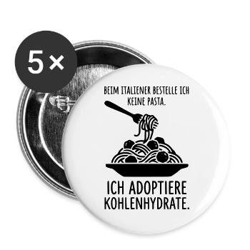 Spaghetti Pasta Kohlenhydrate Italienisch Essen - Buttons groß 56 mm (5er Pack) - Weiß - Vorne