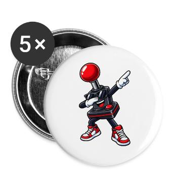 Dabbing Retro Joystick – Gaming Nostalgie - Buttons groß 56 mm (5er Pack) - Weiß - Vorne