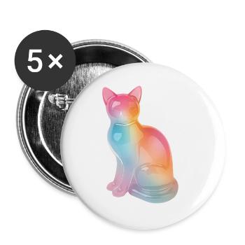 Regenbogenkatze Prisma - Buttons groß 56 mm (5er Pack) - Weiß - Vorne