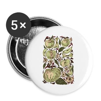 GRÜNE ÄPFEL - Buttons groß 56 mm (5er Pack) - Weiß - Vorne