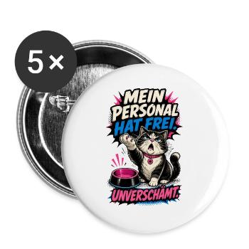Mein Personal hat Fell - Buttons groß 56 mm (5er Pack) - Weiß - Vorne