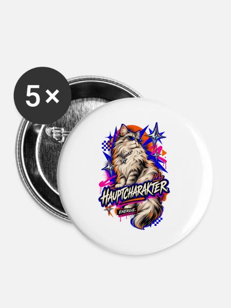 Hauptcharakter Energie - Buttons groß 56 mm (5er Pack) - Weiß