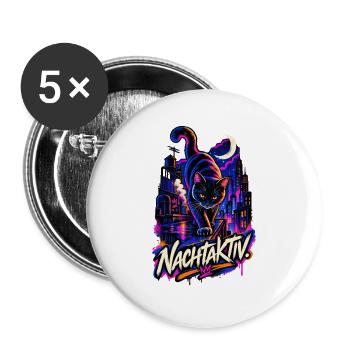 Nachtaktiv - Buttons groß 56 mm (5er Pack) - Weiß - Vorne