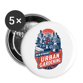Frag mich alles über städtische Gartenpflanzen - Buttons groß 56 mm (5er Pack) - Weiß - Vorne