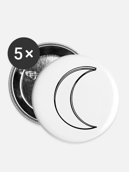 Mond handgezeichnet - Buttons groß 56 mm (5er Pack) - Weiß
