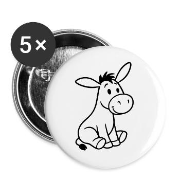 Süßer Esel Liebes Kinder Bauernhof Motiv - Buttons groß 56 mm (5er Pack) - Weiß - Vorne