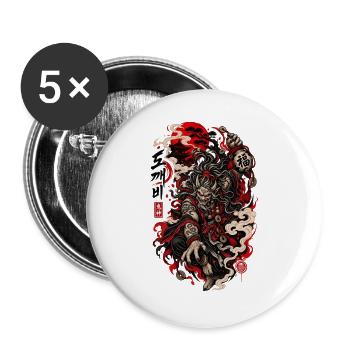 Dämonischer Wächter im Feuerrot - Buttons groß 56 mm (5er Pack) - Weiß - Vorne