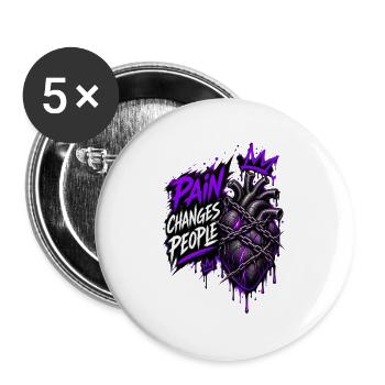 Schmerz verändert Menschen - Buttons groß 56 mm (5er Pack) - Weiß - Vorne
