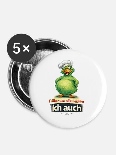 Frueher_leichter - Buttons groß 56 mm (5er Pack) - Weiß