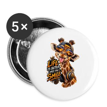 Giraffe mit Sonnenuntergang-Smile - Buttons groß 56 mm (5er Pack) - Weiß - Vorne