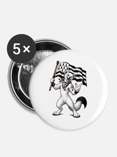Hermelin-Rebellenmänner - Buttons groß 56 mm (5er Pack) - Weiß