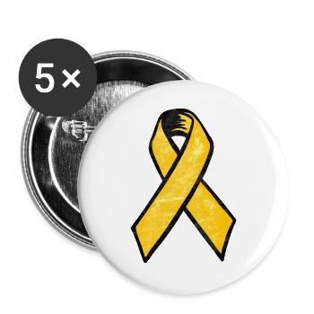 Vintage-inspirierte Yellow Ribbon Endometriose - Buttons groß 56 mm (5er Pack) - Weiß - Vorne