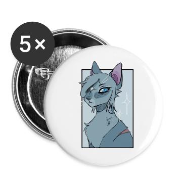 (Warrior) Cat inspired design - Buttons groß 56 mm (5er Pack) - Weiß - Vorne
