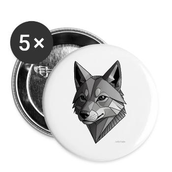 Geometrischer silberner Wolf. - Buttons groß 56 mm (5er Pack) - Weiß - Vorne
