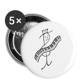 Violinschlüssel spielt Keyboard - Buttons groß 56 mm (5er Pack) - Weiß - Vorne