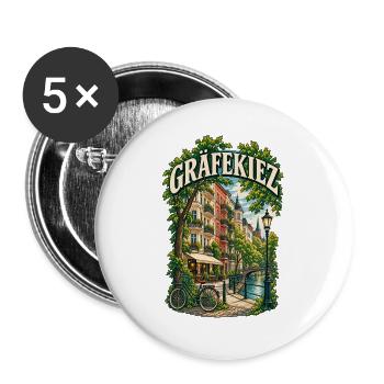 Gräfekiez Berlin Kreuzberg Altbau - Buttons groß 56 mm (5er Pack) - Weiß - Vorne