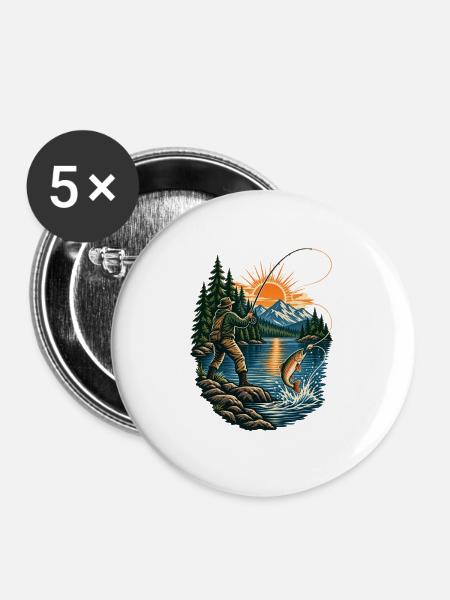 Angler - Buttons groß 56 mm (5er Pack) - Weiß