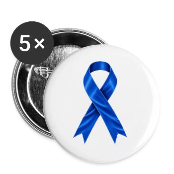 Autismus Awareness – Blaue Schleife - Buttons groß 56 mm (5er Pack) - Weiß - Vorne