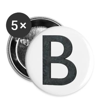 Buchstabe B Steinoptik (Letter B Stone) - Buttons groß 56 mm (5er Pack) - Weiß - Vorne