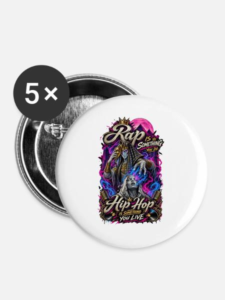 RapLebt HipHop Neon - Buttons groß 56 mm (5er Pack) - Weiß