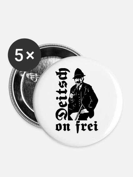 Anton Günther - Deitsch on frei - Erzgebirge - Buttons groß 56 mm (5er Pack) - Weiß