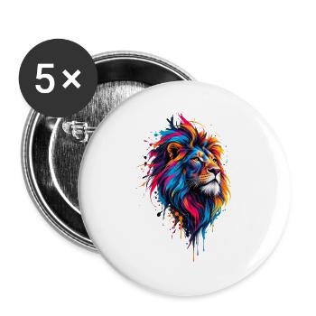 Löwe Aquarell - Buttons groß 56 mm (5er Pack) - Weiß - Vorne