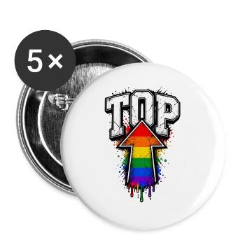 TOP Pride – Rainbow Grunge LGBTQ Design - Buttons groß 56 mm (5er Pack) - Weiß - Vorne