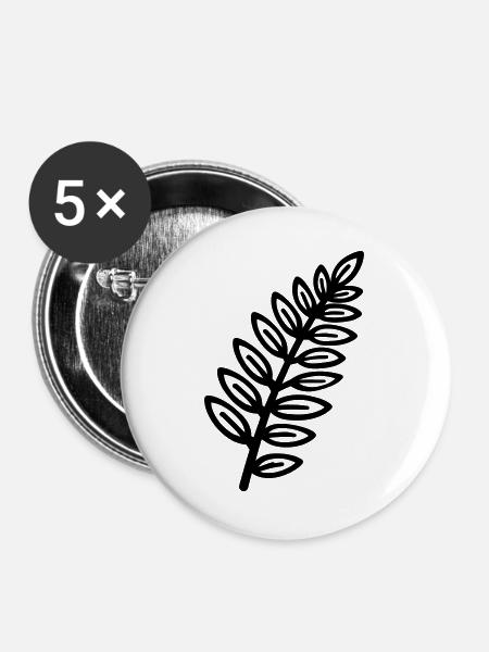Farn - Buttons groß 56 mm (5er Pack) - Weiß