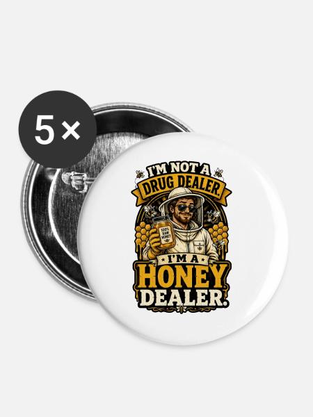 Honey Dealer Beekeeper - Buttons groß 56 mm (5er Pack) - Weiß