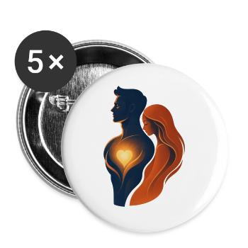 Umarme dich im leuchtenden Herzen - Buttons groß 56 mm (5er Pack) - Weiß - Vorne