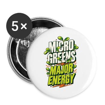 Microgreens Major Energy Shirt - Buttons groß 56 mm (5er Pack) - Weiß - Vorne