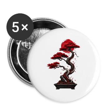 Roter Bonsai im Mondroten Licht - Buttons groß 56 mm (5er Pack) - Weiß - Vorne