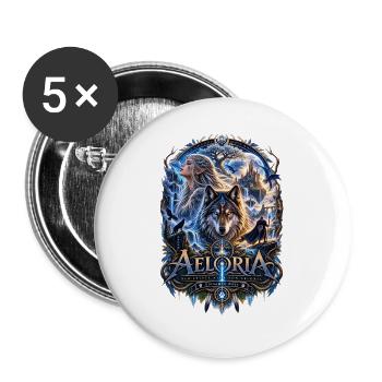 Der letzte Atem von Aeloria Fantasy Wolf - Buttons groß 56 mm (5er Pack) - Weiß - Vorne
