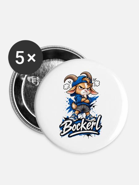 s'Bockerl - Buttons groß 56 mm (5er Pack) - Weiß
