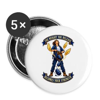 Release the Weight, Gain Strength - Buttons groß 56 mm (5er Pack) - Weiß - Vorne
