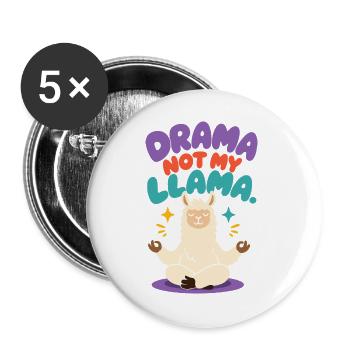Drama Not My Llama – Meditierendes Lama - Buttons groß 56 mm (5er Pack) - Weiß - Vorne