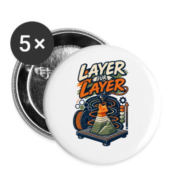 3D Drucker Layer für Layer - Buttons groß 56 mm (5er Pack) - Weiß - Vorne