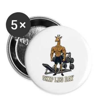 Bein Training - Funny Fitness Outfit - Buttons groß 56 mm (5er Pack) - Weiß - Vorne