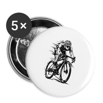 Rennradfahrer in voller Geschwindigkeit - Buttons groß 56 mm (5er Pack) - Weiß - Vorne