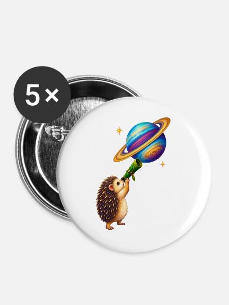 Blatt-Teleskop - Buttons groß 56 mm (5er Pack) - Weiß