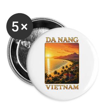 Da Nang Vietnam Strand Urlaub Vintage - Buttons groß 56 mm (5er Pack) - Weiß - Vorne