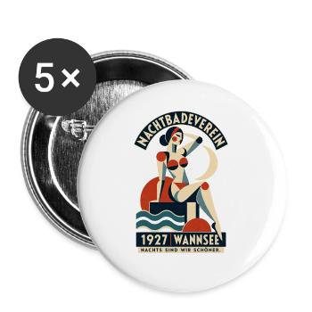Nachtbadeverein Wannsee – Nachts sind wir schöner - Buttons groß 56 mm (5er Pack) - Weiß - Vorne