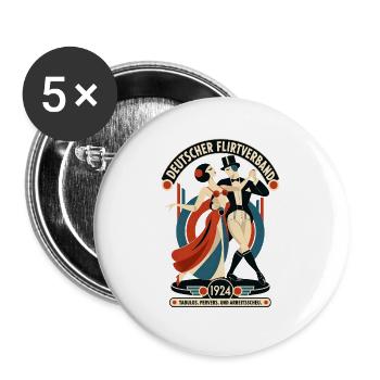 Deutscher Flirtverband – Tabulos seit 1924 - Buttons groß 56 mm (5er Pack) - Weiß - Vorne