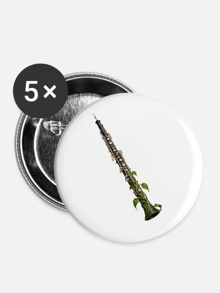 Botanische Reben-Oboe - Buttons groß 56 mm (5er Pack) - Weiß