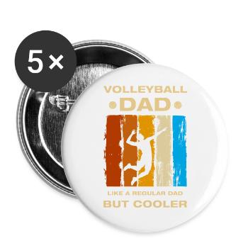 Volleyball Dad Volleyballspieler - Buttons groß 56 mm (5er Pack) - Weiß - Vorne