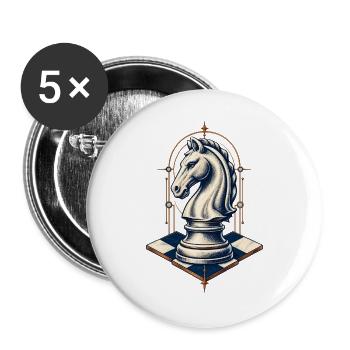 Stille Strategie – Schachspringer - Buttons groß 56 mm (5er Pack) - Weiß - Vorne
