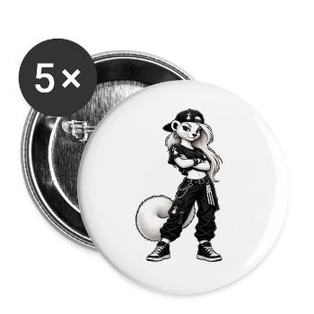 Coole Frau, Hermine - Buttons groß 56 mm (5er Pack) - Weiß - Vorne