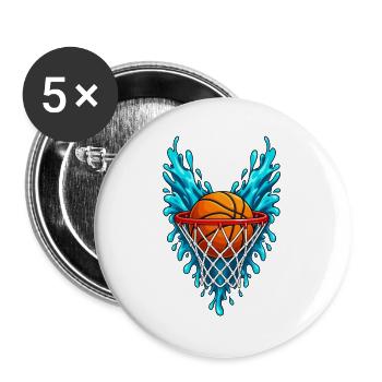 Basketball Splash Wings - Buttons groß 56 mm (5er Pack) - Weiß - Vorne