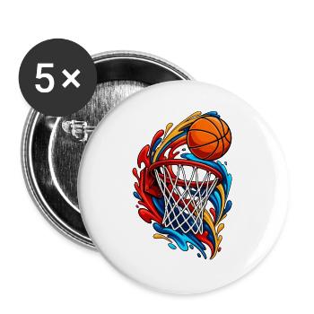 Basketball Swish - Buttons groß 56 mm (5er Pack) - Weiß - Vorne